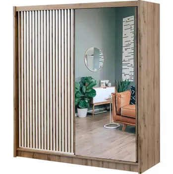 Ložnicová sestava Skříň London 203 dub wotan/bílá/zrcadlo