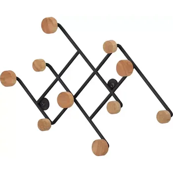 Nástěnný věšák s háčky GC5014 černá/přírodní