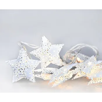 Dekorativní svítidlo Solight LED řetěz vánoční hvězdy, kovové, bílé, 10LED, 1m, 2x AA, IP20 - 1V224