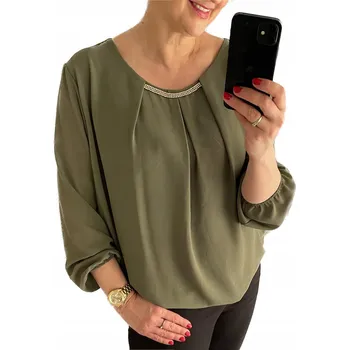 Dámská košile B831 ELEGANTNÍ SPOLEČENSKÁ HALENKA KHAKI vel. 48