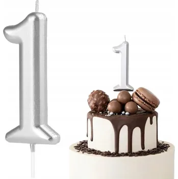 Dortová svíčka ČÍSLICE SVÍČKA ČÍSLO 1 JEDNA DEKORATIVNÍ STŘÍBRO NA DORT