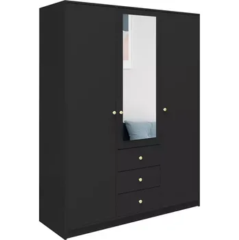 Předsíňová stěna Skříň Siena D3 černá / zrcadlo