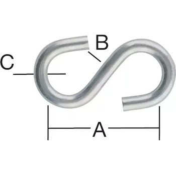 Tesařské kování S-hák 32 x 5,5 x 4 mm zn 12 ks