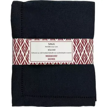 ubrus Běhoun na stůl SAGA černý 45x140 easy care