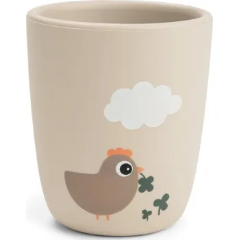 dětská jídelní sada DONE BY DEER Silikonový mini hrneček Tiny farm - pískový