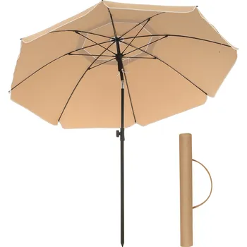 Slunečník SONGMICS Slunečník, 160×206cm, hnědý Plážový deštník