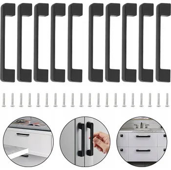 Nábytkové kování 10 x NÁBYTKOVÁ ÚCHYTKA ČERNÝ DRŽÁK NA KUCHYŇSKÝ NÁBYTEK DRŽÁK NA SKŘÍŇKU 128 MM