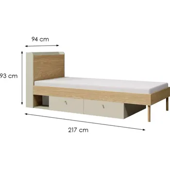 Ložnicová sestava Postel Yuki 13 P/L Šedá Béžová/Olejovaný Dub