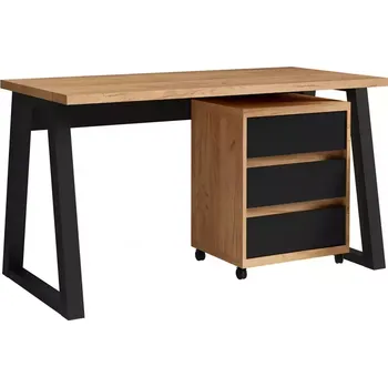 Kancelářská sestava Psací Stůl + Kontejner Iga I Dub Craft / černý Mat