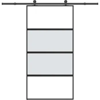 Interiérové dveře vidaXL Posuvné dveře s kováním 102,5 x 205 cm ESG sklo a hliník [3333000] Barva: matt and transparent