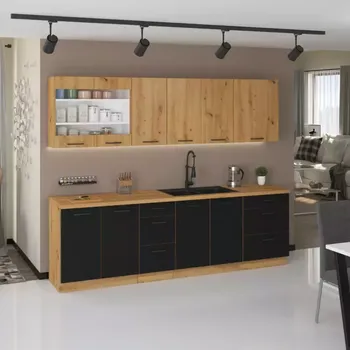 Kuchyňská linka Kuchyňská linka Modena 260 cm černá/dub artisan