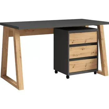 Kancelářská sestava Psací Stůl + Kontejner&nbsp;Iga&nbsp;I&nbsp;Grafit / Dub Artisan