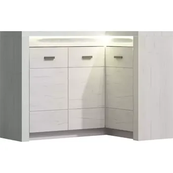 Ložnicová sestava Komoda rohová Indianapolis 131/90 cm Kraft Bila