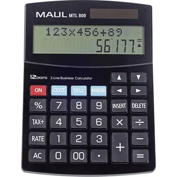 Kancelářská technika Maul MTL 800 stolní kalkulačka, displej (počet míst) 12, na baterii, solární napájení, černá