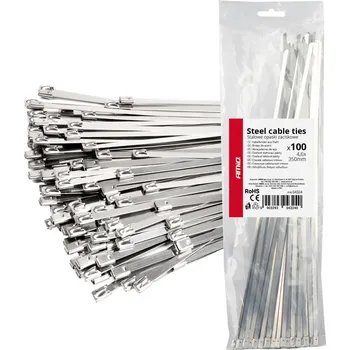 Organizace kabelů Nerezové stahovací pásky 4,6x350mm 100 ks AMiO-04324