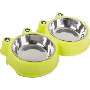 Miska pro psa Sada dvou kovových misek Przyjaciele zelená 0,3 l