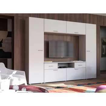 Obývací stěna Moderní Nábytková Stěna, šatní sloupky, zásuvky, RTV - PLUTON Šedá