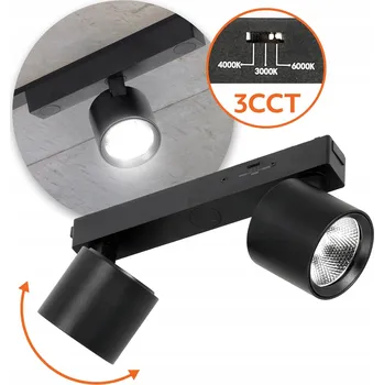 LED lištové magnetické svítidlo 2x7W 3CCT černé, záruka 5 let