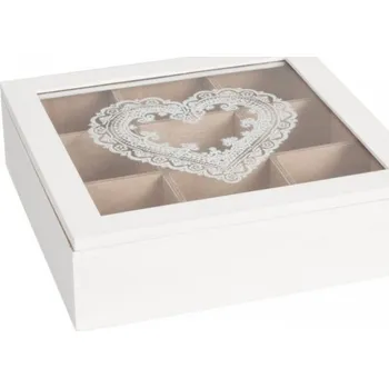 Dárková krabička clayre eff Krabička na čajové sáčky HEARTS WHITE