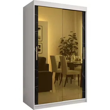 Předsíňová stěna Skříň Platinum T3 120 bílá mramor/černá