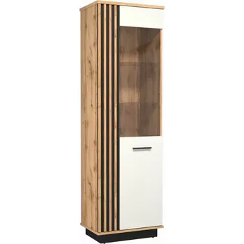 Vinotéka Úzká vitrína Santi 1-1 dub Wotan/černá/bílá