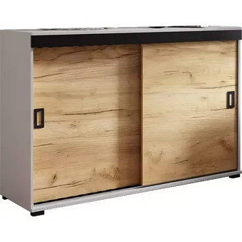 Kancelářská sestava Komoda Retro 140 Bílý/Craft + Černá Rukojeti