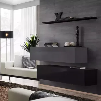 Komoda Komoda+Polica Switch Sb II Černá/Grafit/Černá