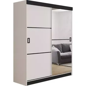 Kancelářská sestava Skříň Retro 2l 138 Zrcadlo Bílý/Černá Mat