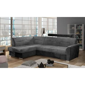 Sedací souprava Rohová sedačka NEJBY WILUNA se záhlavníkem, levá, látka Freya, šedá/tmavě šedá +možnost VÝNOSU + vyzvednutí ZDARMA