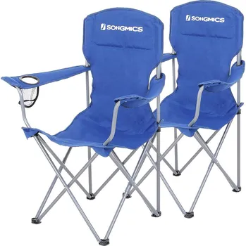 SONGMICS Sada 2 kempingových židlí, 76x51.5x95.5cm, modrá Kempingová židle
