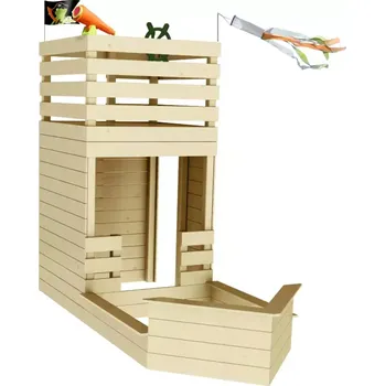 Dětský domeček Dřevěný dětský domeček HACKER 133x315x228 cm