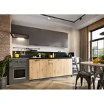 Kuchyňská linka Clara 240 cm grafitově šedá/dub artisan
