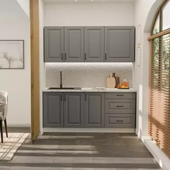 Kuchyňská linka Kuchyňská linka Stilo Dustgrey/bílá 180 cm bez pracovní desky