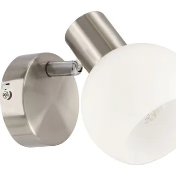 LED páska NOVO lampa kinkiet satyna nikiel 1x40W E14 klosz biały