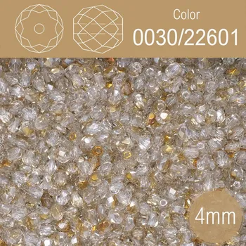 Korálek Korálky BROUŠENÉ 4mm. Barva 0030/22601. Průhledná s pokovem . Balení 120Ks.