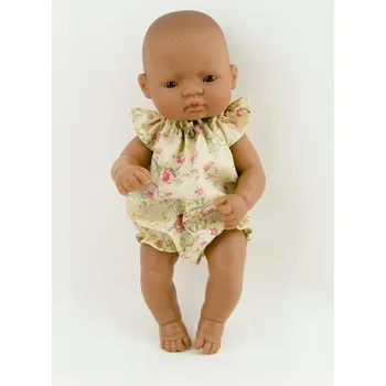 Doplněk pro panenku Oblečení pro panenku Miniland 32 cm - kombinéza s růžičkami na krémovém pozadí