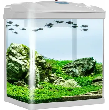 Akvárium AKVARIJNÍ SET 19L KOMPLETNÍ S FILTREM, LED OSVĚTLENÍM A BÍLÝM VÍKEM