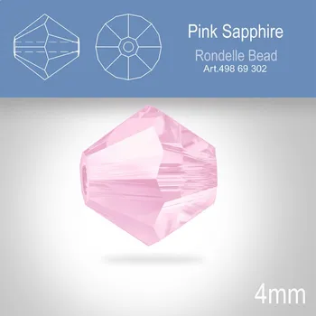 PRECIOSA Bicone MC BEAD (sluníčko) velikost 4mm. Barva PINK SAPPHIRE. Balení 30ks .