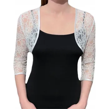 Bolerko Bílé krajkové bolerko s 3/4 rukávem - Sara 46