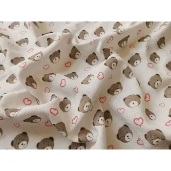 Bavlněná tetra osuška Méďa srdíčko růžová 90/100