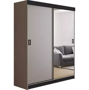 Kancelářská sestava Skříň Retro 1l 138 Zrcadlo Grafit/Černá Mat