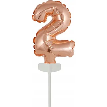 Balónek Fóliový balónek mini číslice 2 růžové zlato 8 x 12 cm