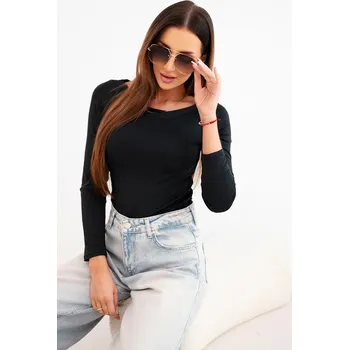 Dámská halenka Dámská blůza z viskózy s širokým výstřihem a dlouhým rukávem černá UNI