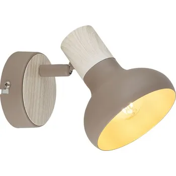 LED páska PUERTO lampa kinkiet kaszmirowy+efekt drewna 1x40W E14 klosz brązowy