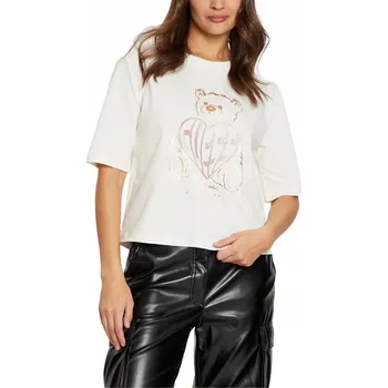 Dámské tričko GUESS Béžové dámské tričko Bear Boxy XS