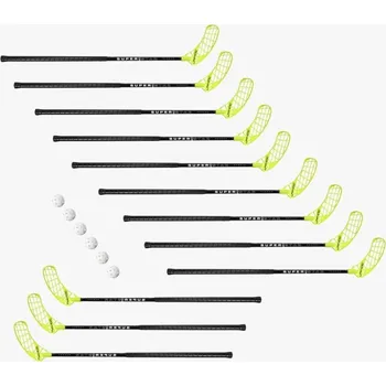 Florbalová hůl Unihoc sada holí SuperStar 30 (12 holí + 6 míčků) 87 cm - černá/mix - 9+3 + DÁREK + Doprava ZDARMA