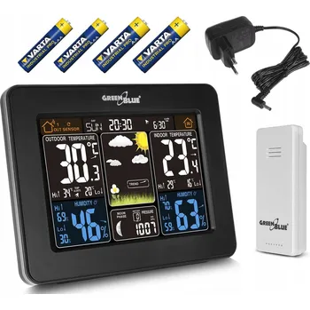 Meteostanice Meteorologická stanice GreenBlue GB523 + baterie + napájecí zdroj