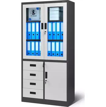 Kancelářská sestava Skříň Wiola kov antracit/bílá