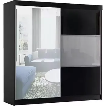 Předsíňová stěna Skříň se zrcadlem Rumba 200 Černá Lesk