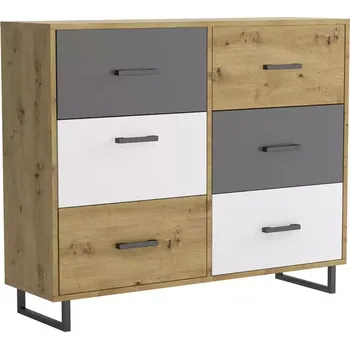 Kancelářská sestava Komoda Bari 6s Oak Artisan/Grafitová/Bílá